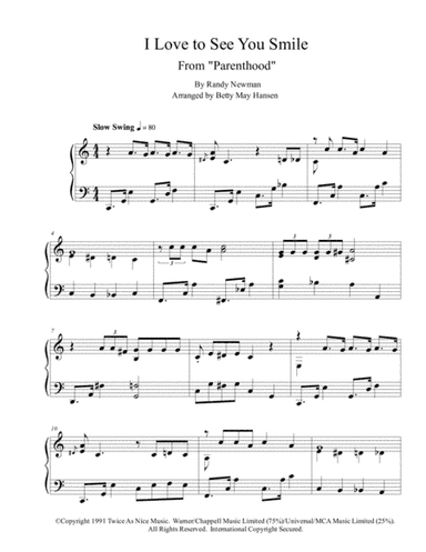 I Love To See You Smile (arr. Betty May Hansen)