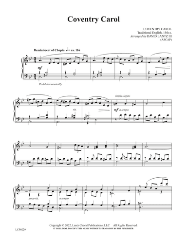 Coventry Carol (arr. David Lantz III)