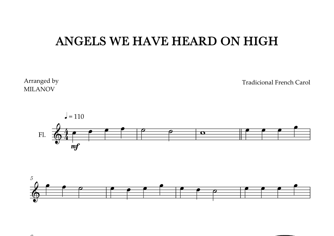 Angels We Have Heard on High | Christmas song | flute | easy beginner (arr. Milanov)