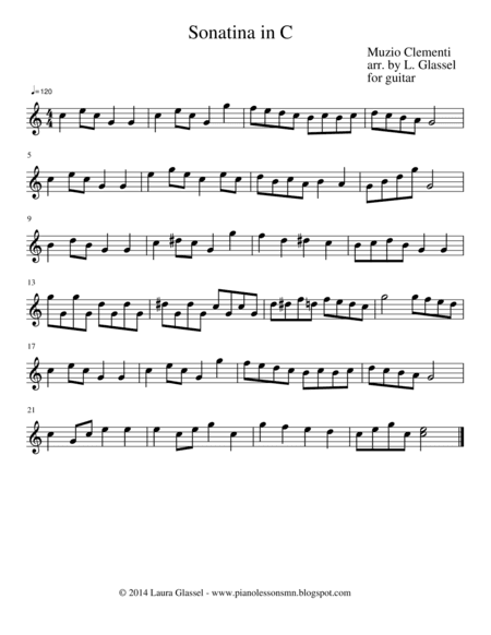 Clementi's Sonatina in C for Guitar (arr. Laura Glassel)
