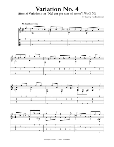 Variation No. 4 (from 6 Variations on "Nel cor piu non mi sento"; WoO 70) (arr. Mark Phillips)