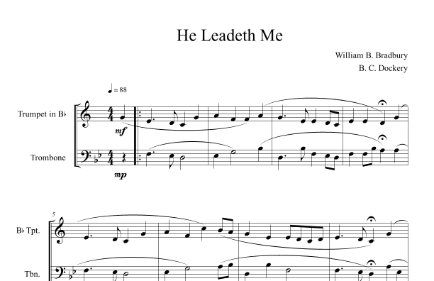 He Leadeth Me (Trumpet and Trombone Duet) (arr. B. C. Dockery)
