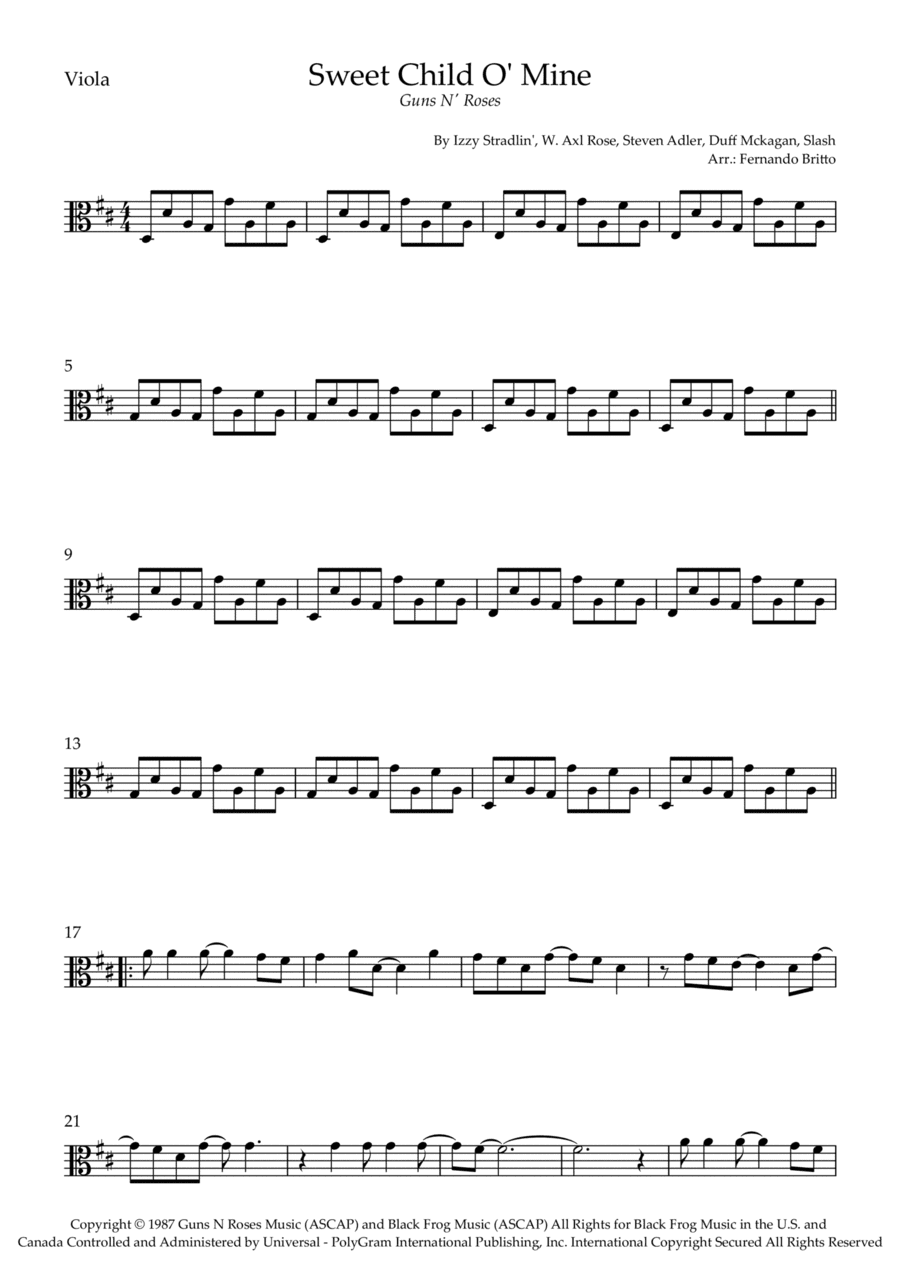 Sweet Child O' Mine (arr. Fernando Britto)
