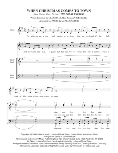 When Christmas Comes To Town from Warner Bros. Pictures' THE POLAR EXPRESS (arr. Patrick McAlexander)