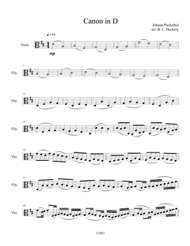 Canon in D (Viola Solo) (arr. B. C. Dockery)