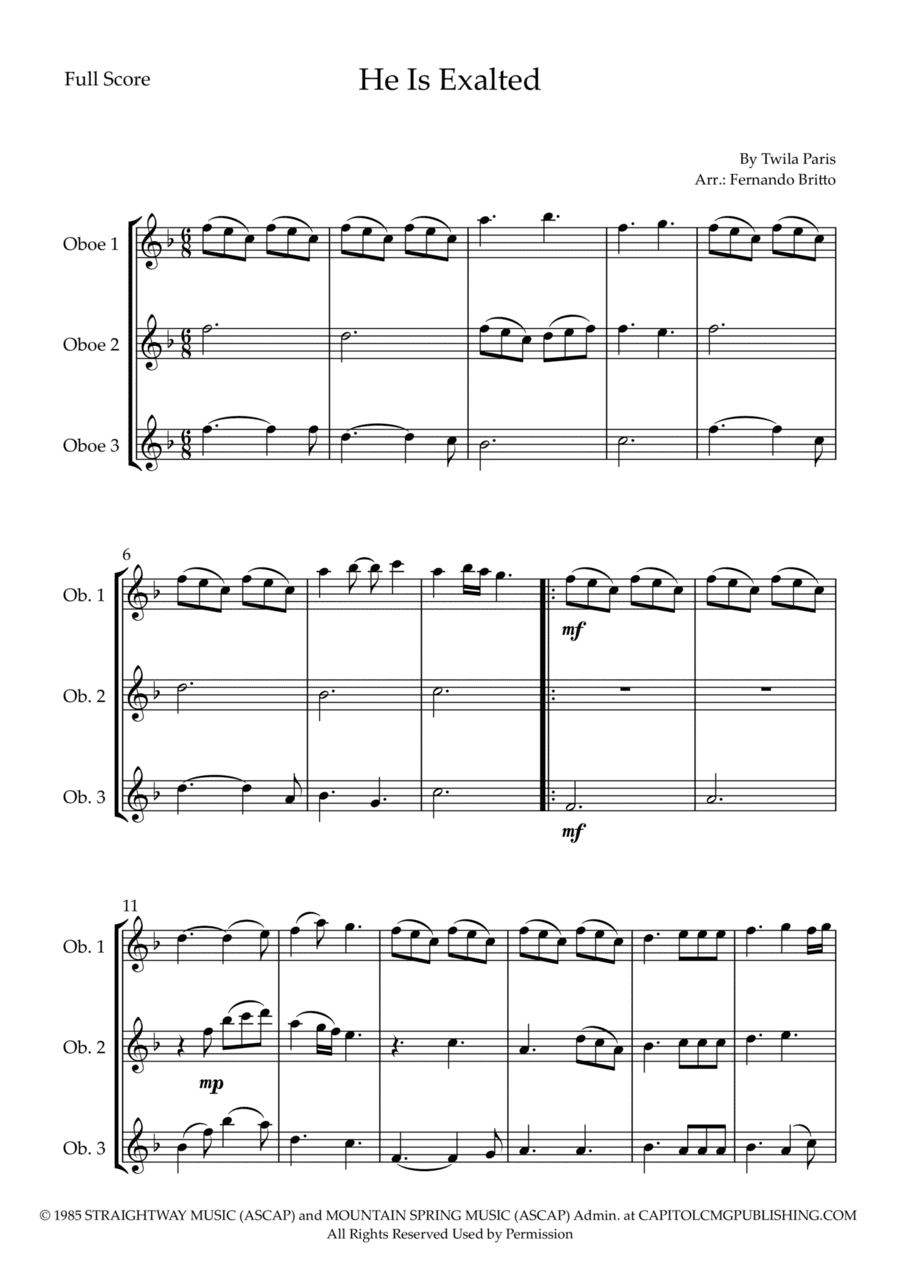 He Is Exalted (arr. Fernando Britto)