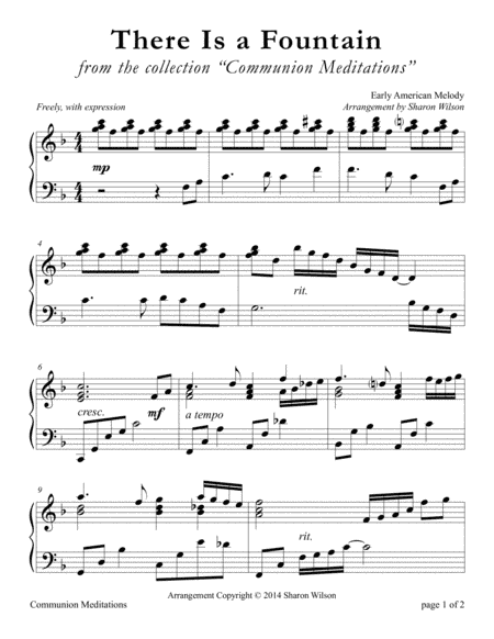 There Is a Fountain (LARGE PRINT Piano Solo) (arr. Sharon Wilson)