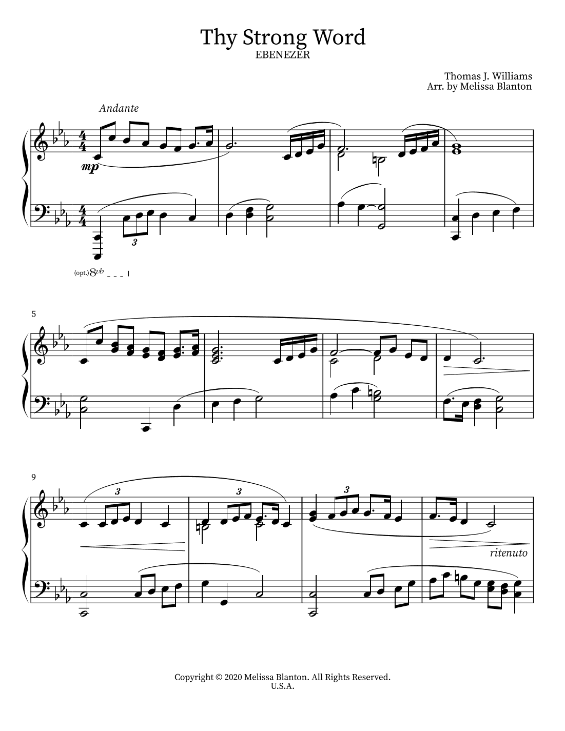 Thy Strong Word - arranged for Solo Piano (arr. Melissa Blanton)