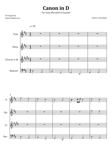 Canon In D (for Woodwind Quartet) (arr. Daniel Nakamura)