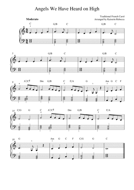 Angels We Have Heard on High (easy version) (arr. Kaiserin Rebecca)