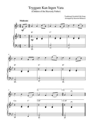 Tryggare Kan Ingen Vara (for English horn solo and piano accompaniment) (arr. Kaiserin Rebecca)