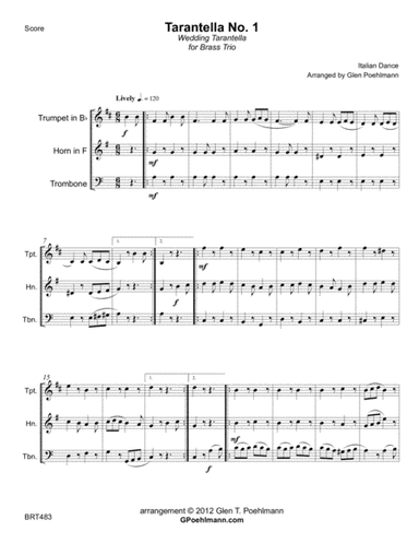 TARANTELLA #1 (the Wedding Tarantella) for BRASS TRIO (unaccompanied) (arr. Glen Poehlmann)