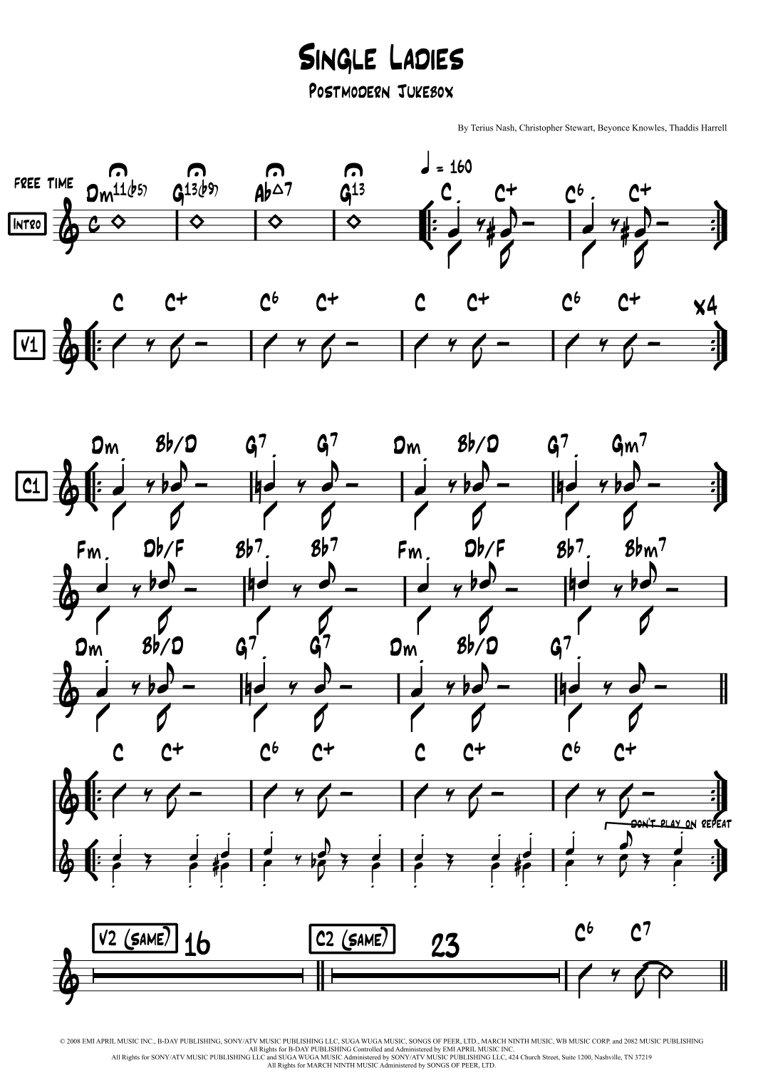 Single Ladies (put A Ring On It) (arr. Lef Germenlis)