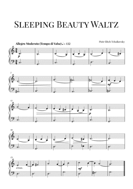 Tchaikovsky: Sleeping Beauty Waltz (Easy/Beginner) (arr. Cadenza Editions)