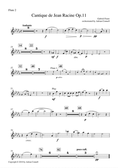 Faure - Cantique de Jean Racine orchestrated Adrian Connell - Flute 2 (arr. Adrian Connell)