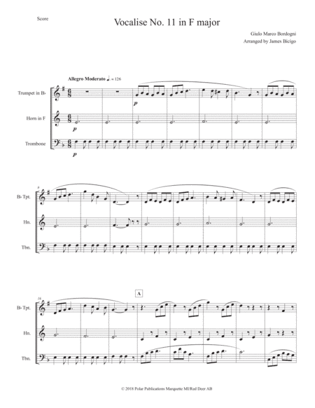 Vcalise No. 11 in F Major (arr. James Bicigo)