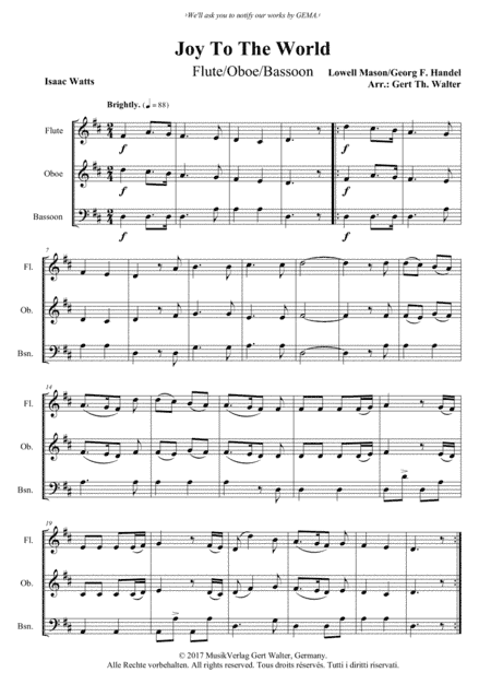 Joy To The World (arr. Gert Th. Walter)