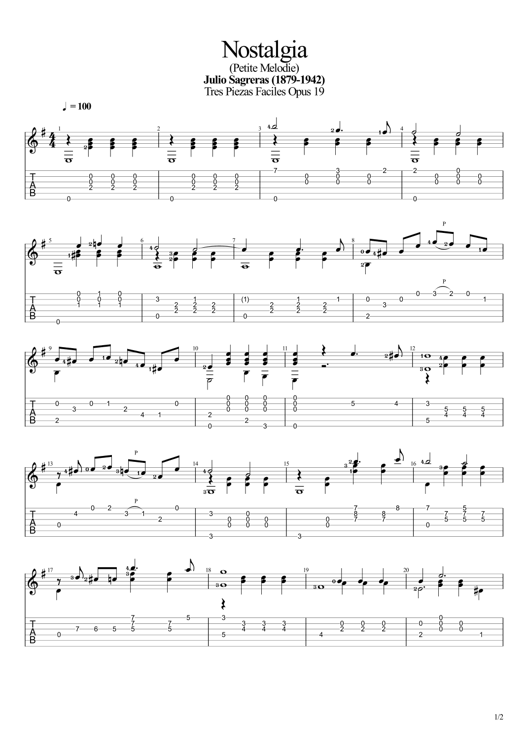Nostalgia (Petite Melodie) (arr. Leonardo Ramos)