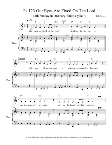 Psalm 123:  Our Eyes Are Fixed On The Lord (piano/vocal)