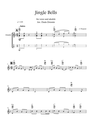 Jingle Bells (F major - TABS - no lyrics) (arr. Duda Oriontte)