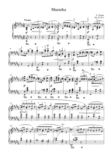 Chopin - Mazurka Op.63 No.1 for piano solo (arr. MPS)