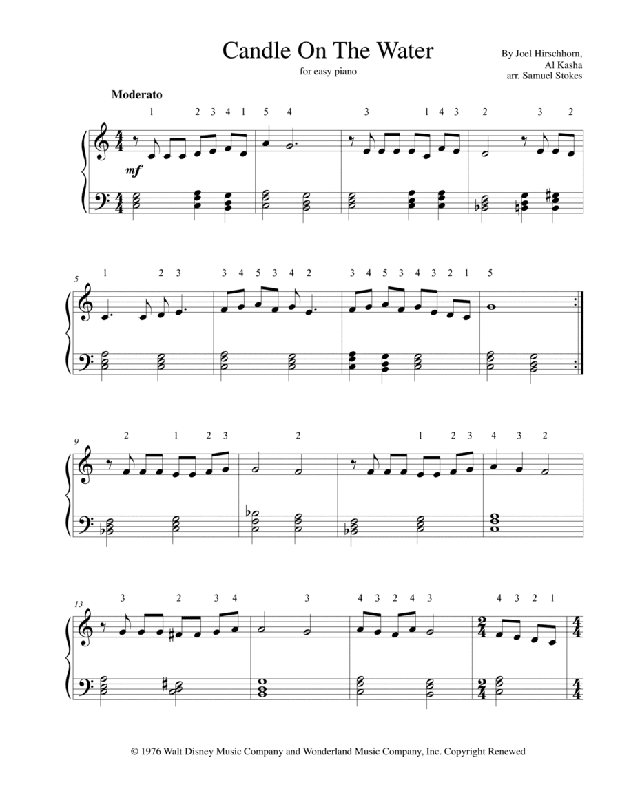 Candle On The Water (arr. Samuel Stokes)