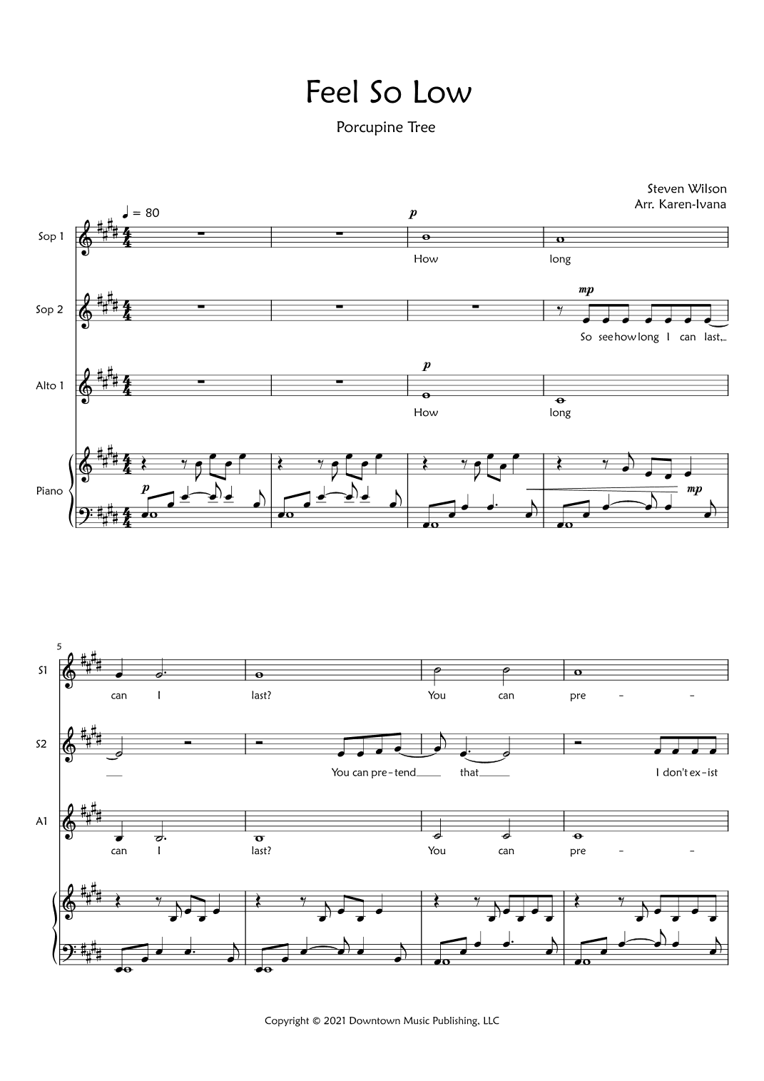 Feel So Low (arr. Karen Ivana)