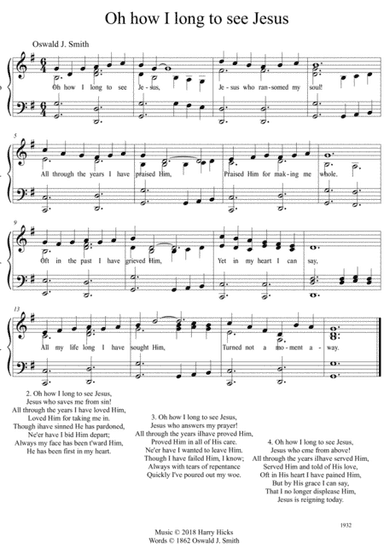 Oh how I long to see Jesus. A new tune to a wonderful Oswald Smith poem.