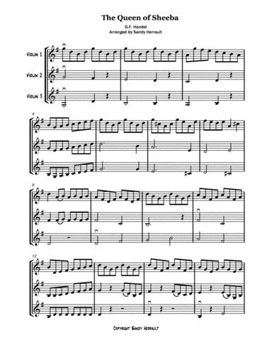 The Queen of Sheeba, for Violin Trio (arr. Sandy Herrault)