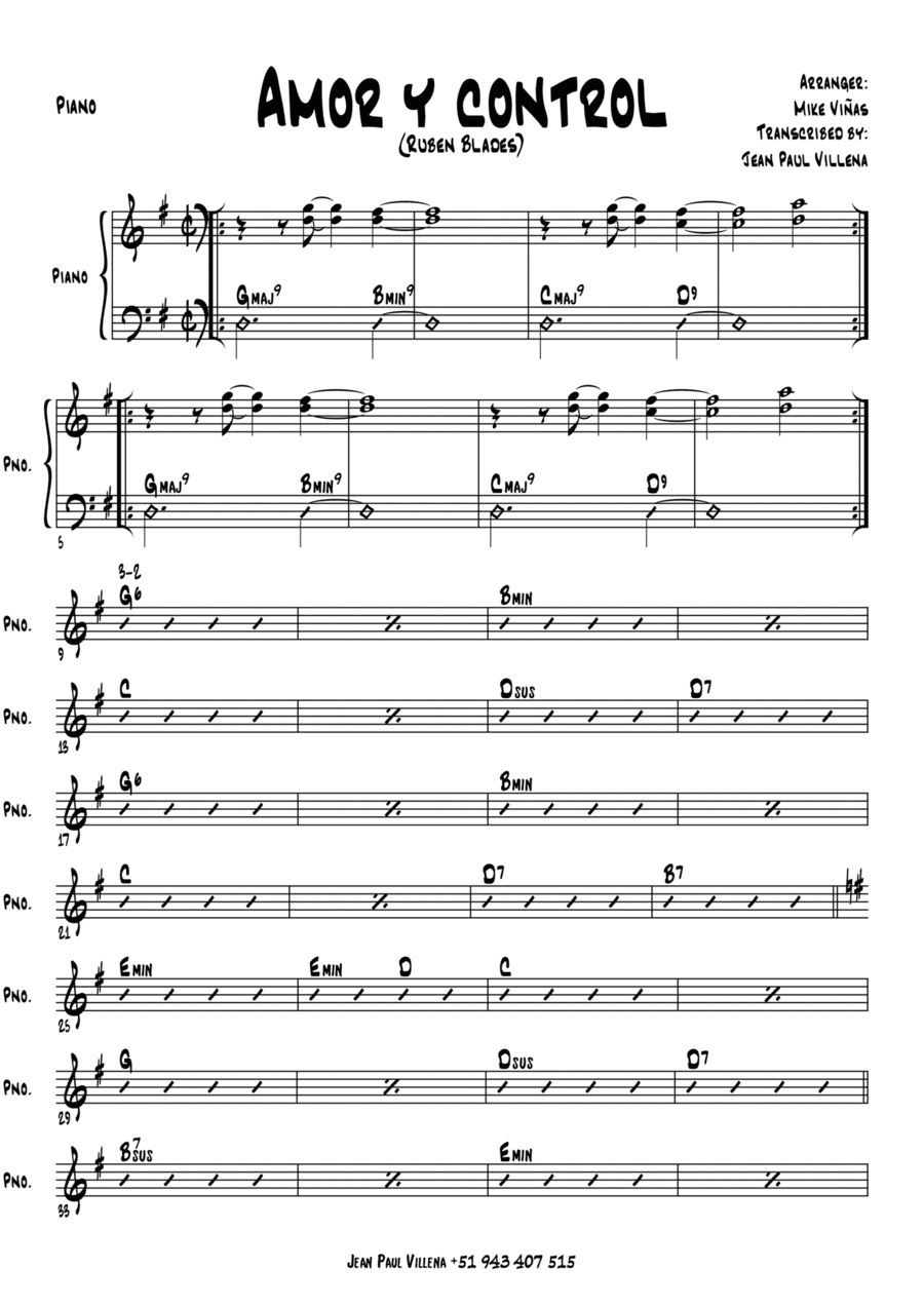Amor Y Control (arr. Valentina Ruiz)