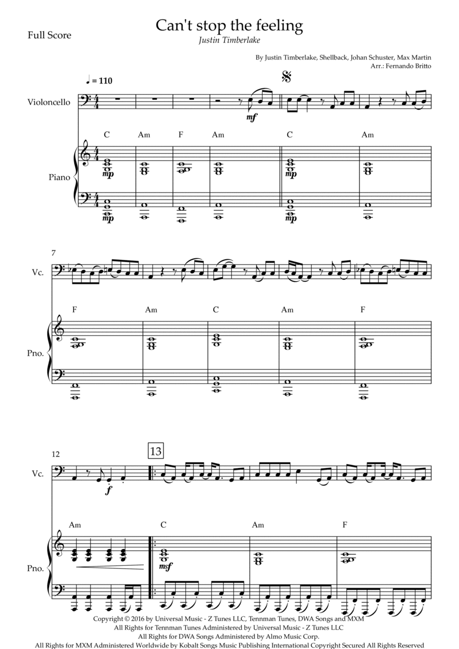 Can't Stop The Feeling! (arr. Fernando Britto)