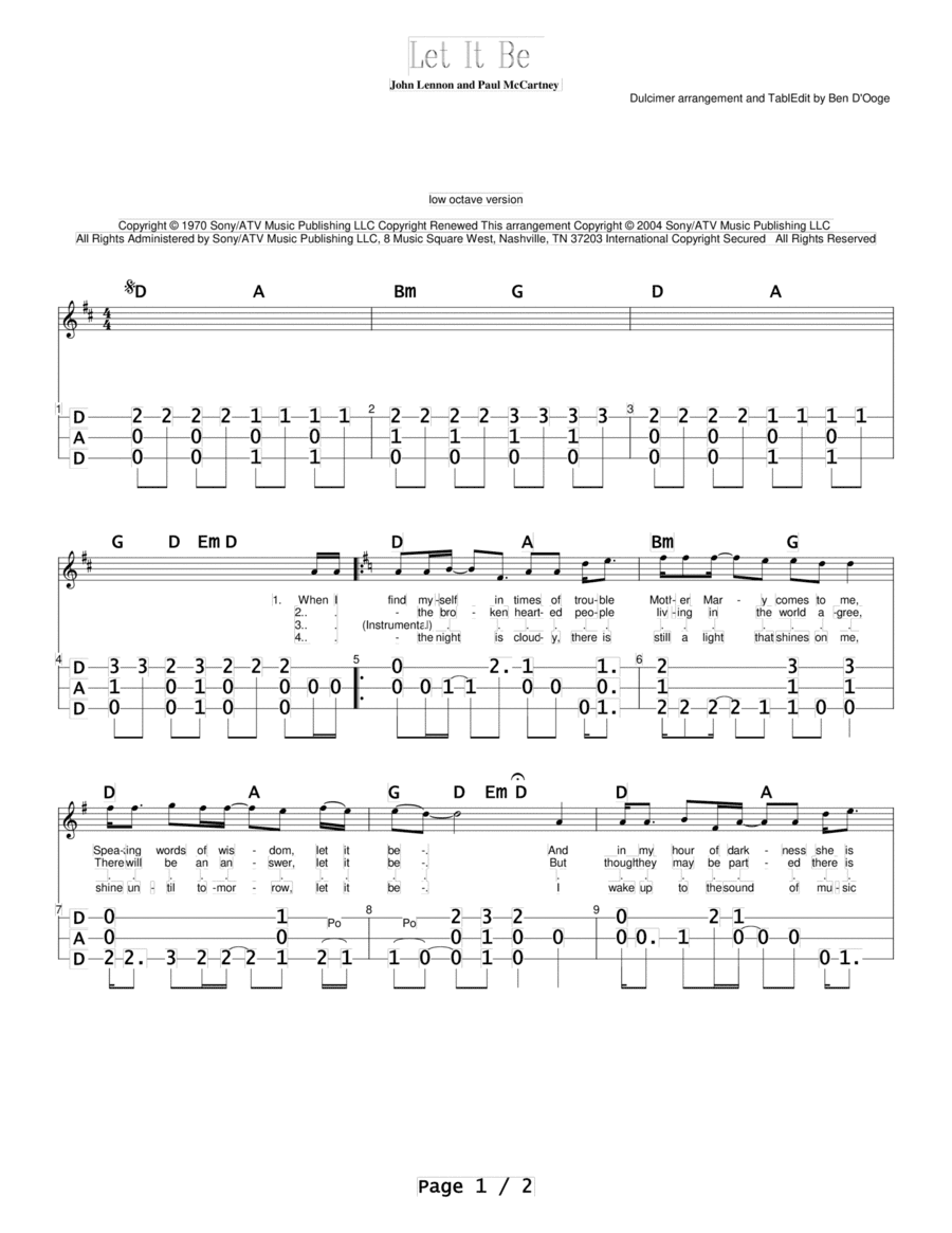 Let It Be (arr. Ben D'Ooge)