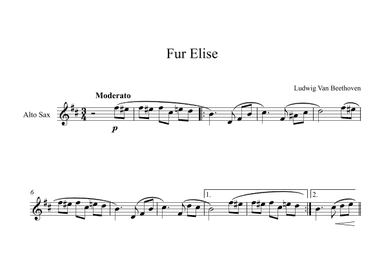 Fur Elise - Ludwig Van Beethoven (Alto Sax) (arr. Digital Book Music)