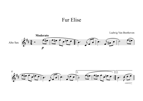 Fur Elise - Ludwig Van Beethoven (Alto Sax) (arr. Digital Book Music)