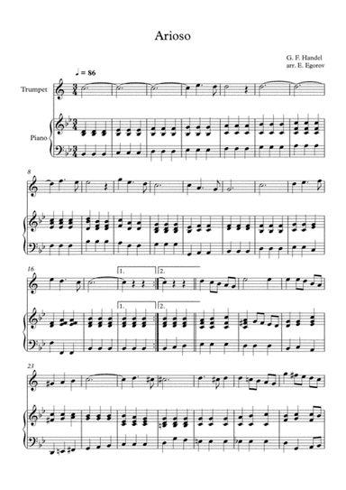 Arioso, George Frideric Handel, For Trumpet & Piano (arr. Eugene Egorov)