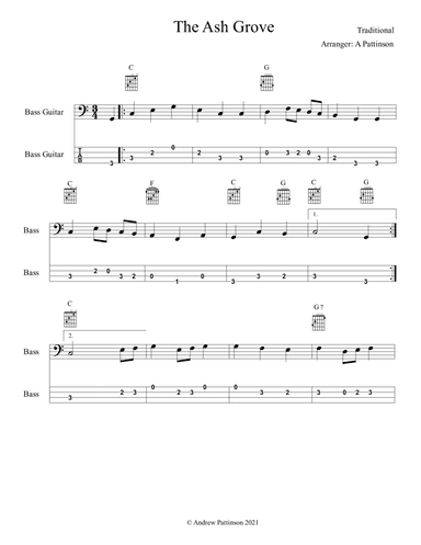 Ash Grove for Easy Bass (arr. Andrew Pattinson)