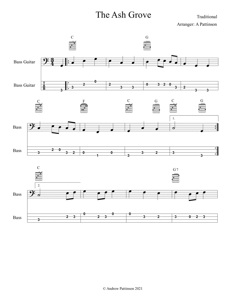 Ash Grove for Easy Bass (arr. Andrew Pattinson)