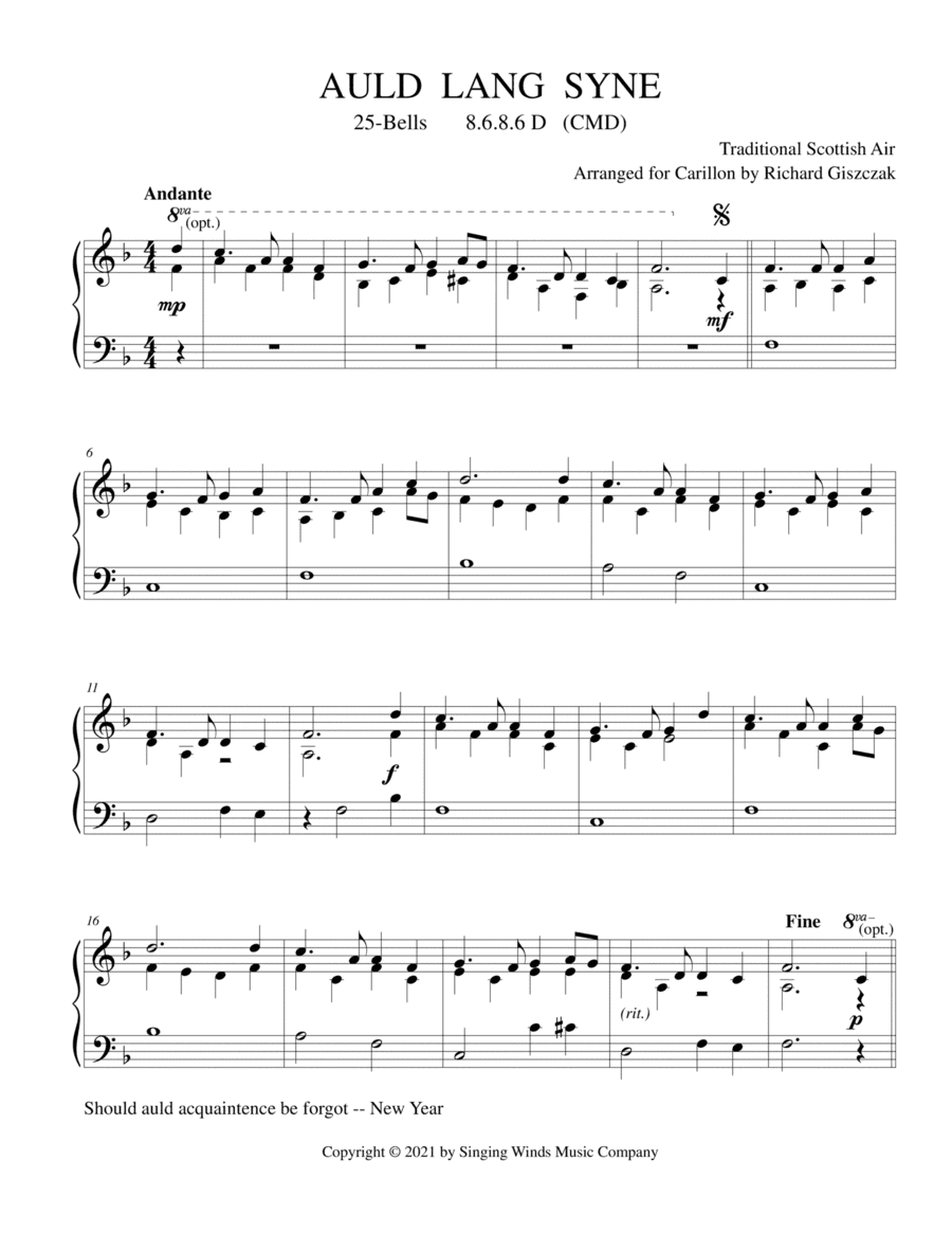 25B. Auld Lang Syne (arr. Richard Giszczak)