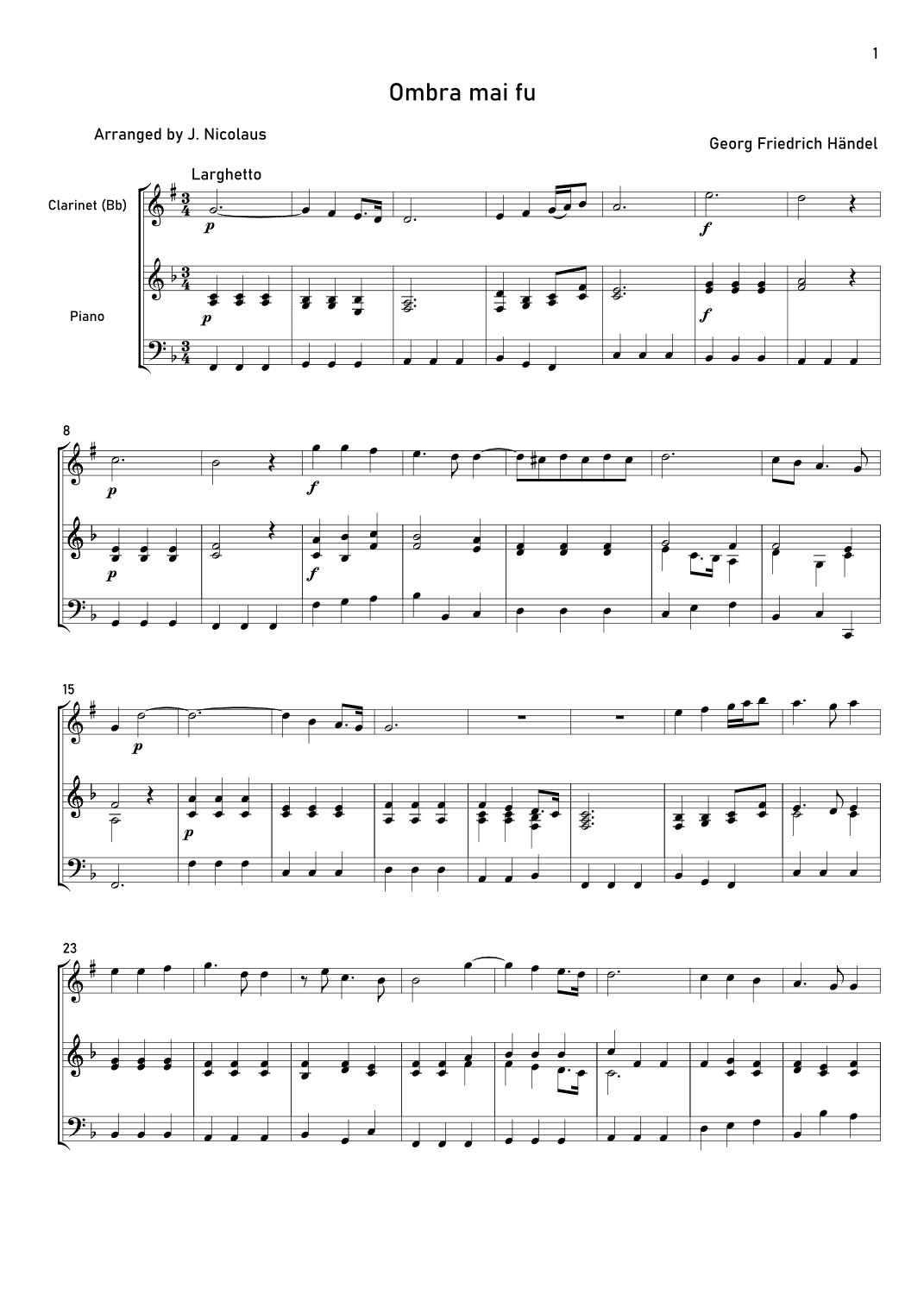Ombra mai fu (arr. John Nicolaus)
