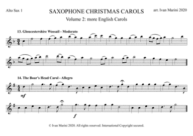 SAXOPHONE CHRISTMAS CAROLS vol. 2 - 12 more English Carols for Sax Quartet (SATB or AATB) (arr. Ivan Marini)