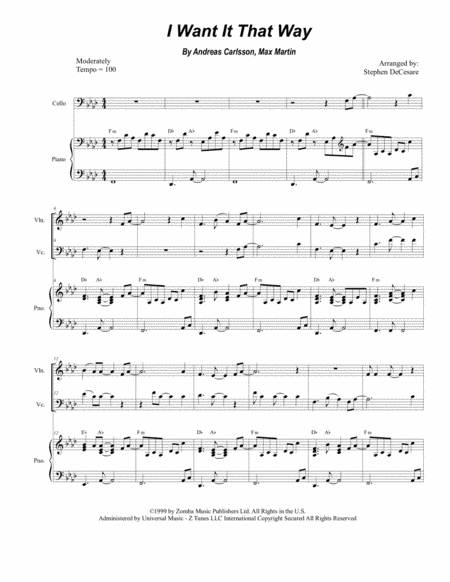 I Want It That Way (arr. Stephen DeCesare)