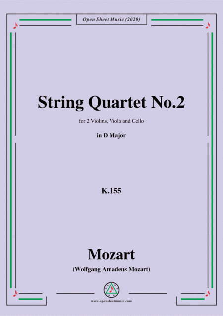 Mozart-String Quartet No.2 in D Major,K.155 (arr. MSM)