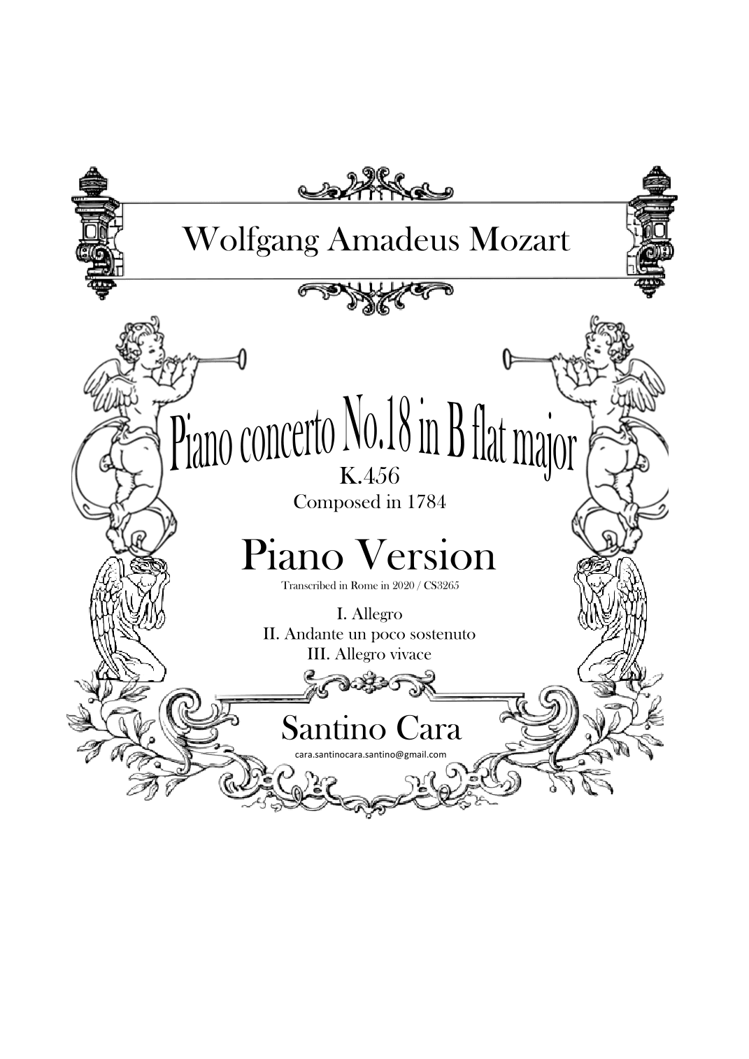 Mozart - Piano Concerto No.18 in B flat major K.456 - Piano Version (arr. Santino Cara)