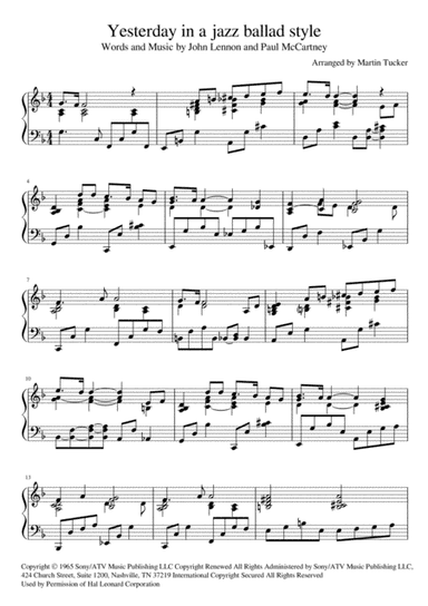 Yesterday (arr. Martin Tucker)
