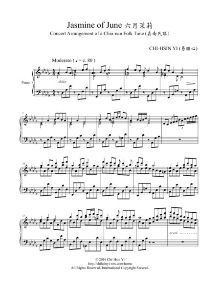 "Jasmine of June" Concert-Arrangement (arr. Chi-Hsin Yi)