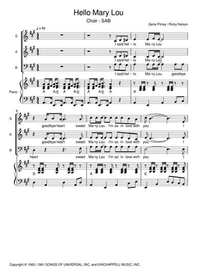 Hello Mary Lou (arr. Paul Brandsma)