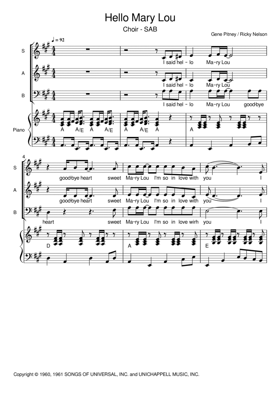 Hello Mary Lou (arr. Paul Brandsma)