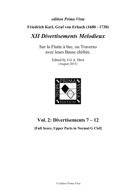 Erbach Divertisements Melodieux 7-12, G2 Clefs (arr. Uri A. Dror - edition Prima Vista)