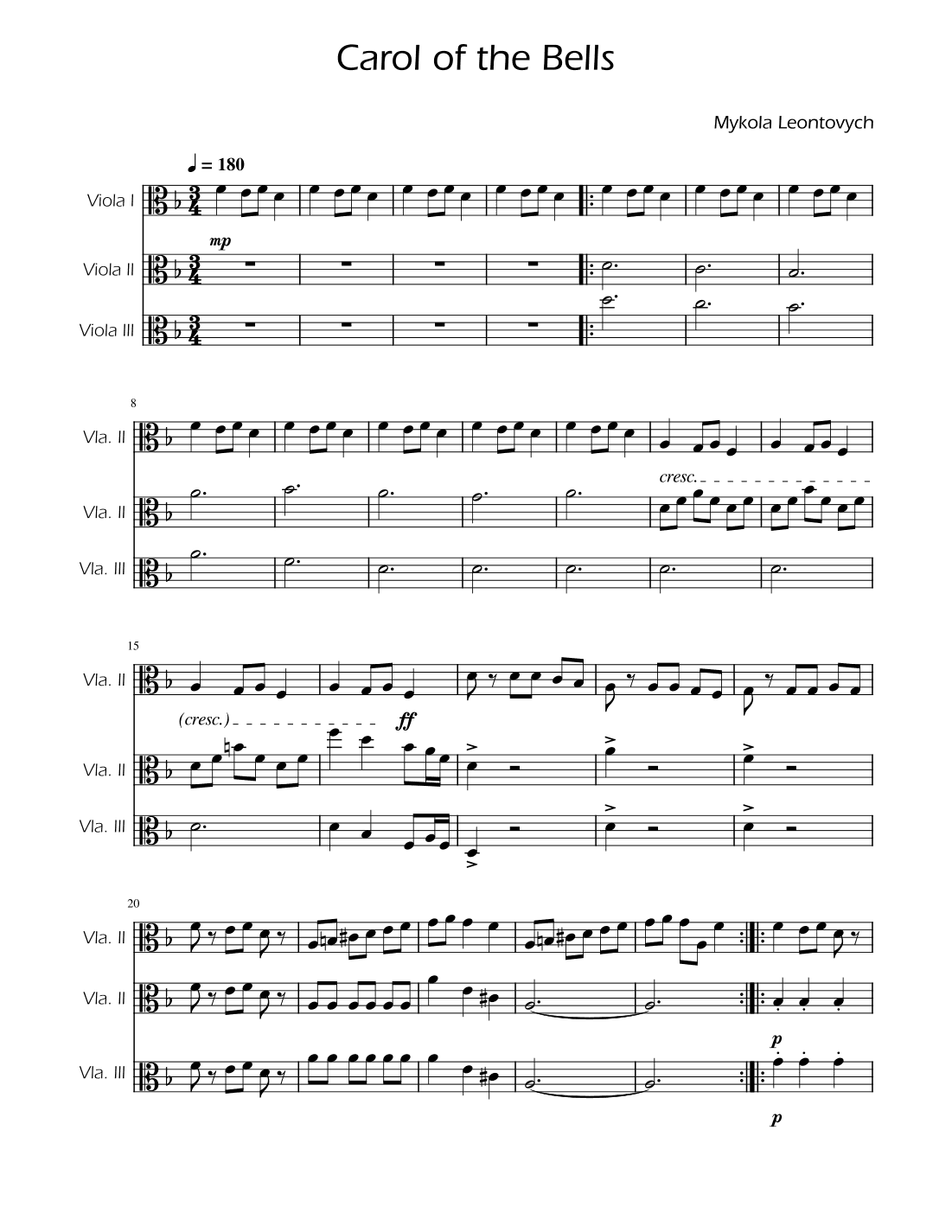 Carol of the Bells - Viola Trio (arr. Ygor Nunes)