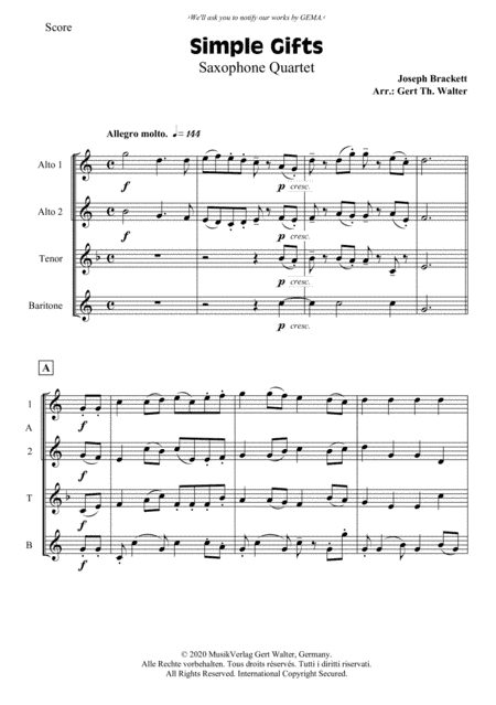Simple Gifts (arr. Gert Th. Walter)